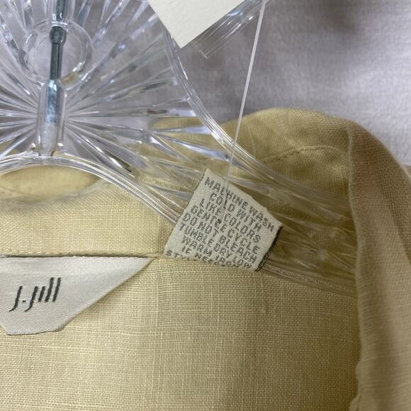 J Jill Button Down Shirt Womens XL Washed Linen Yellow 1/2 Sleeve Beachy NWT VTG - Picture 5 of 12